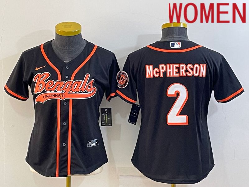 Women Cincinnati Bengals #2 Mcpherson Black 2022 Nike Co branded NFL Jerseys->women nfl jersey->Women Jersey
